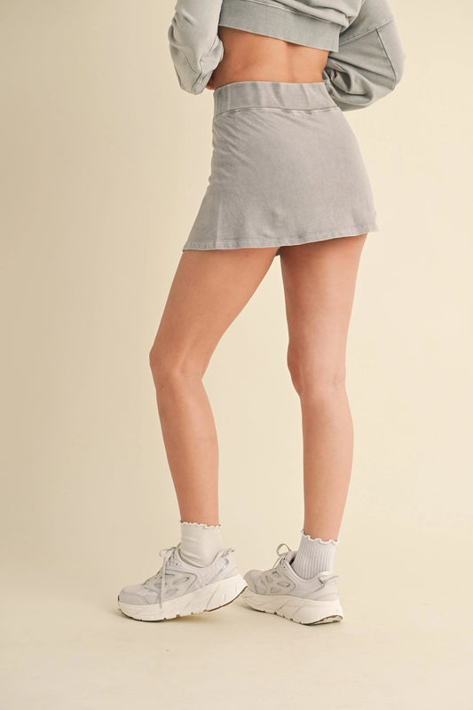 Mineral Wash Side Slit A-Line Skort