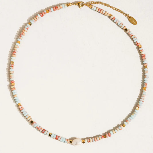 Swank Boho Beaded Pearl Necklace
