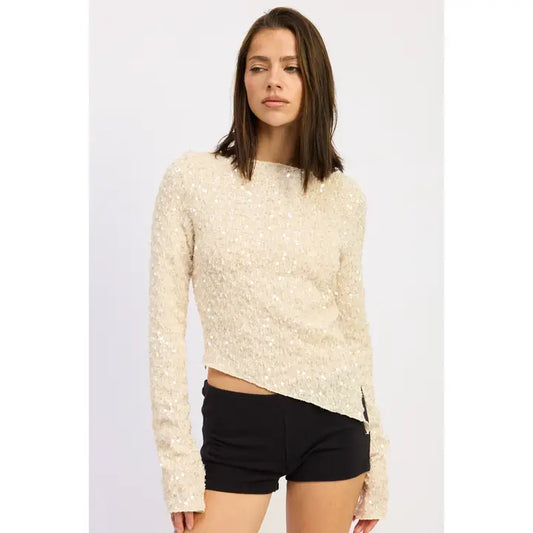 Asymmetrical Sequin Top