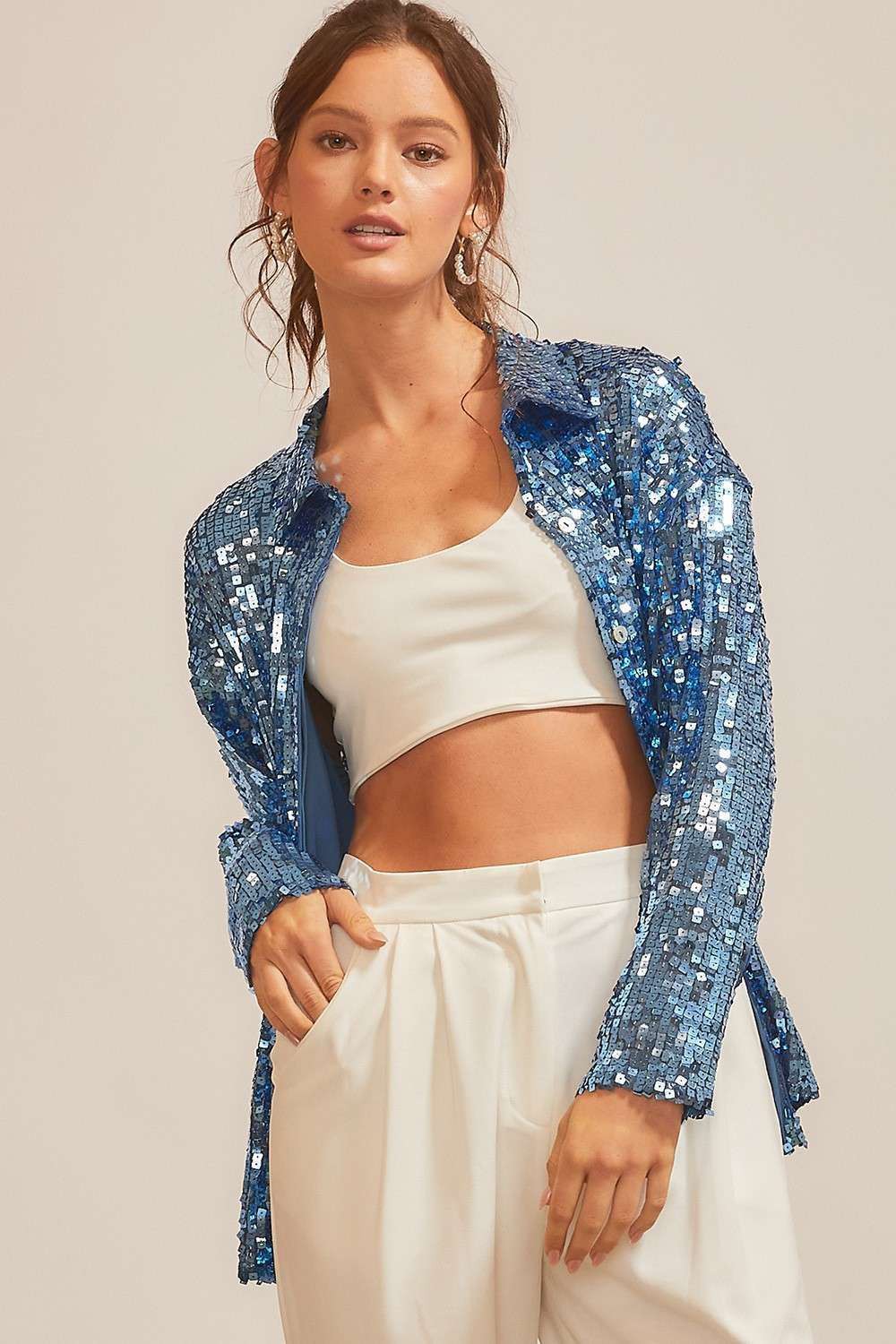 Square Sequin Oversize Shirt