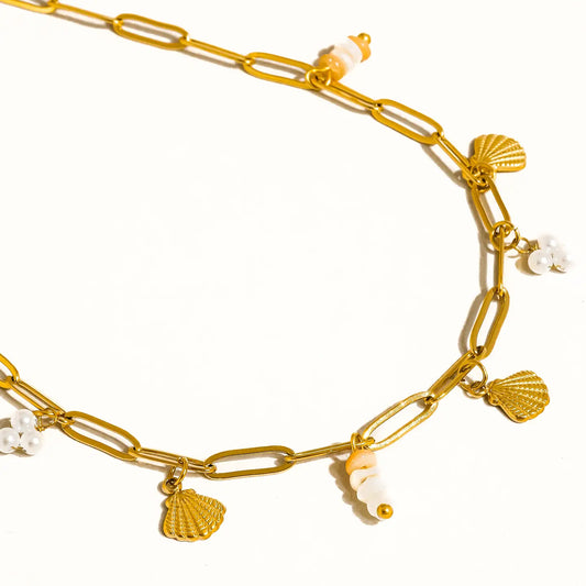 June 18K Gold Seashells Charm Necklace