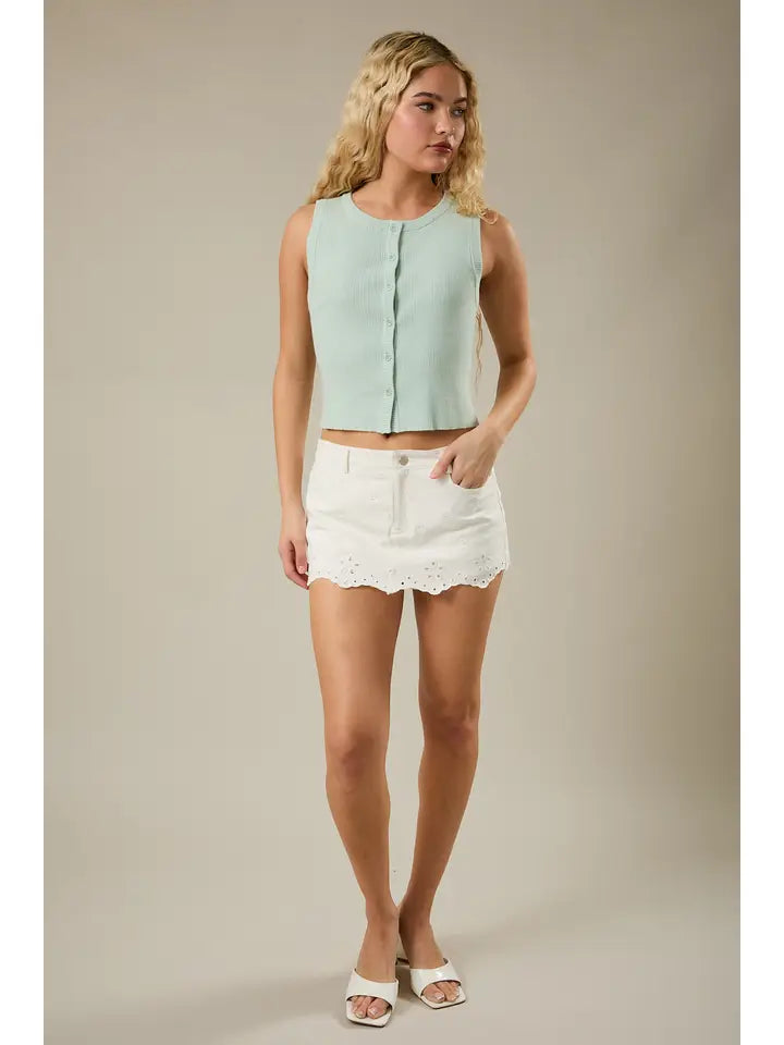 Embroidered Hem Skort