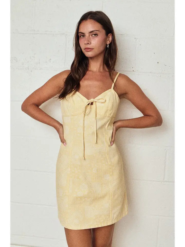 Printed Tie Front Mini Dress