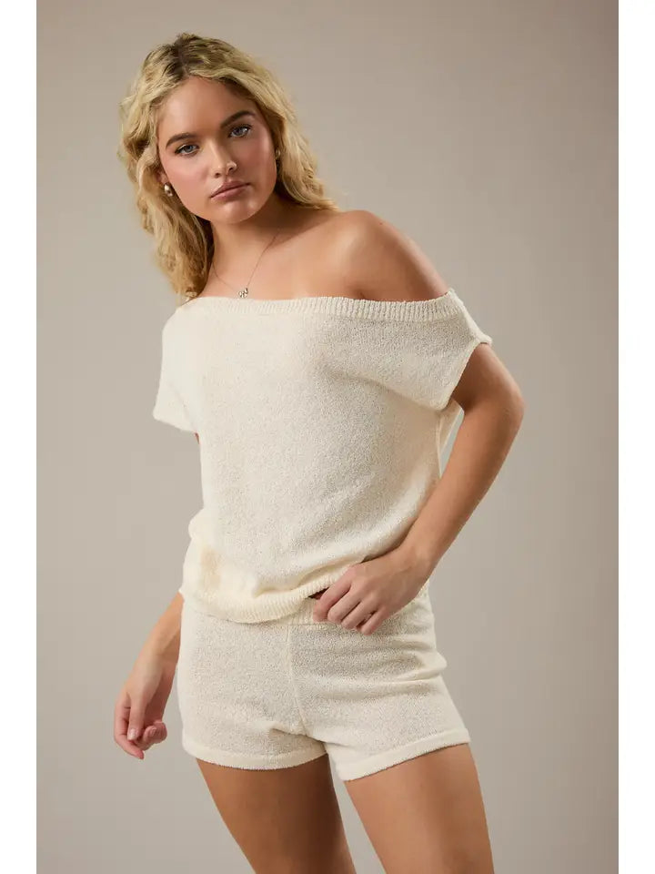 Asymmetrical Shoulder Sweater Top