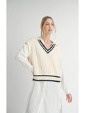 Sadie & Sage Tara V Neck Cable Sweater