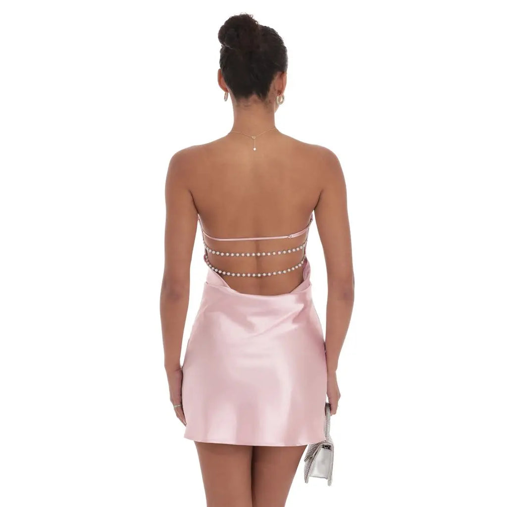 Lucy In The Sky Satin Pearl Open Back Dress