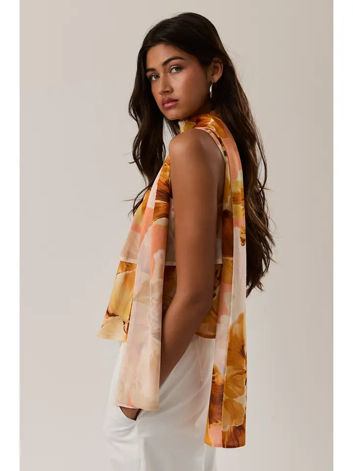 Scarf Detail Double Layered Top