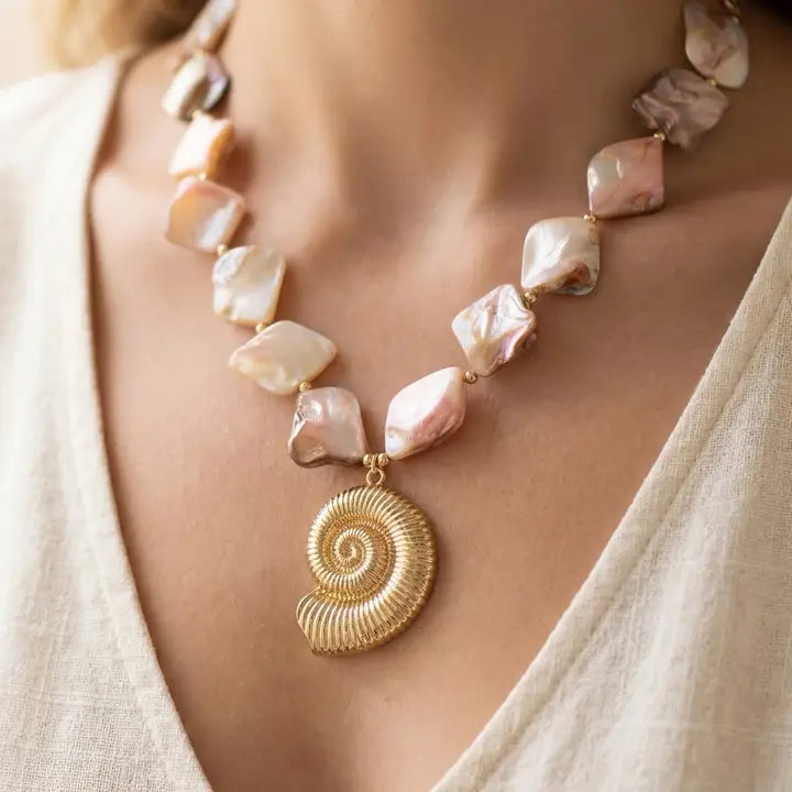 Seashell Link Sealife Pendant Necklace