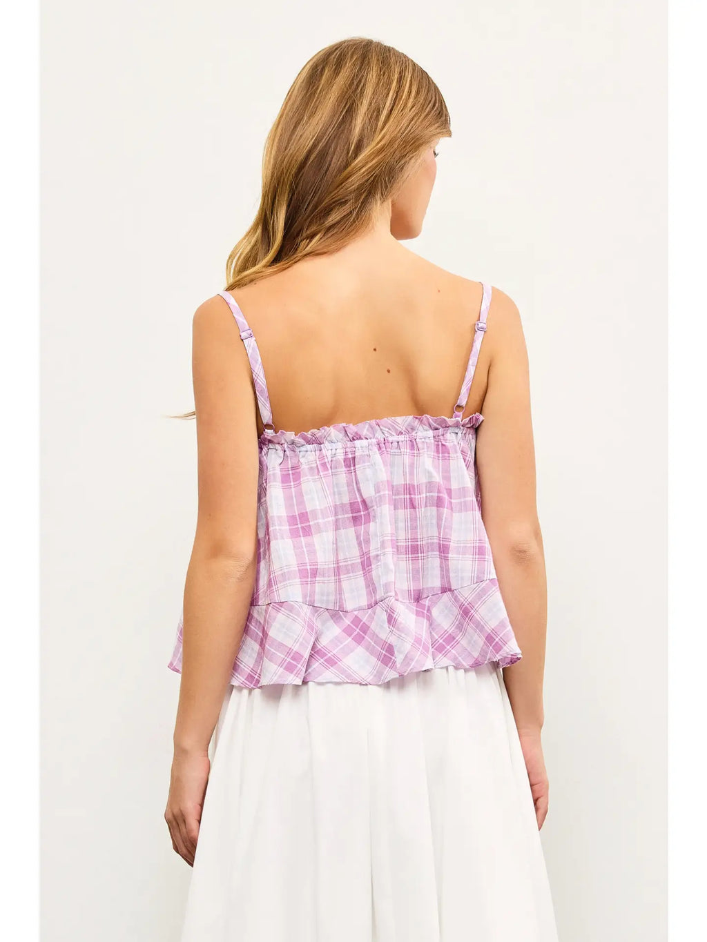 Ruffle Edge Tie Front Cami Top