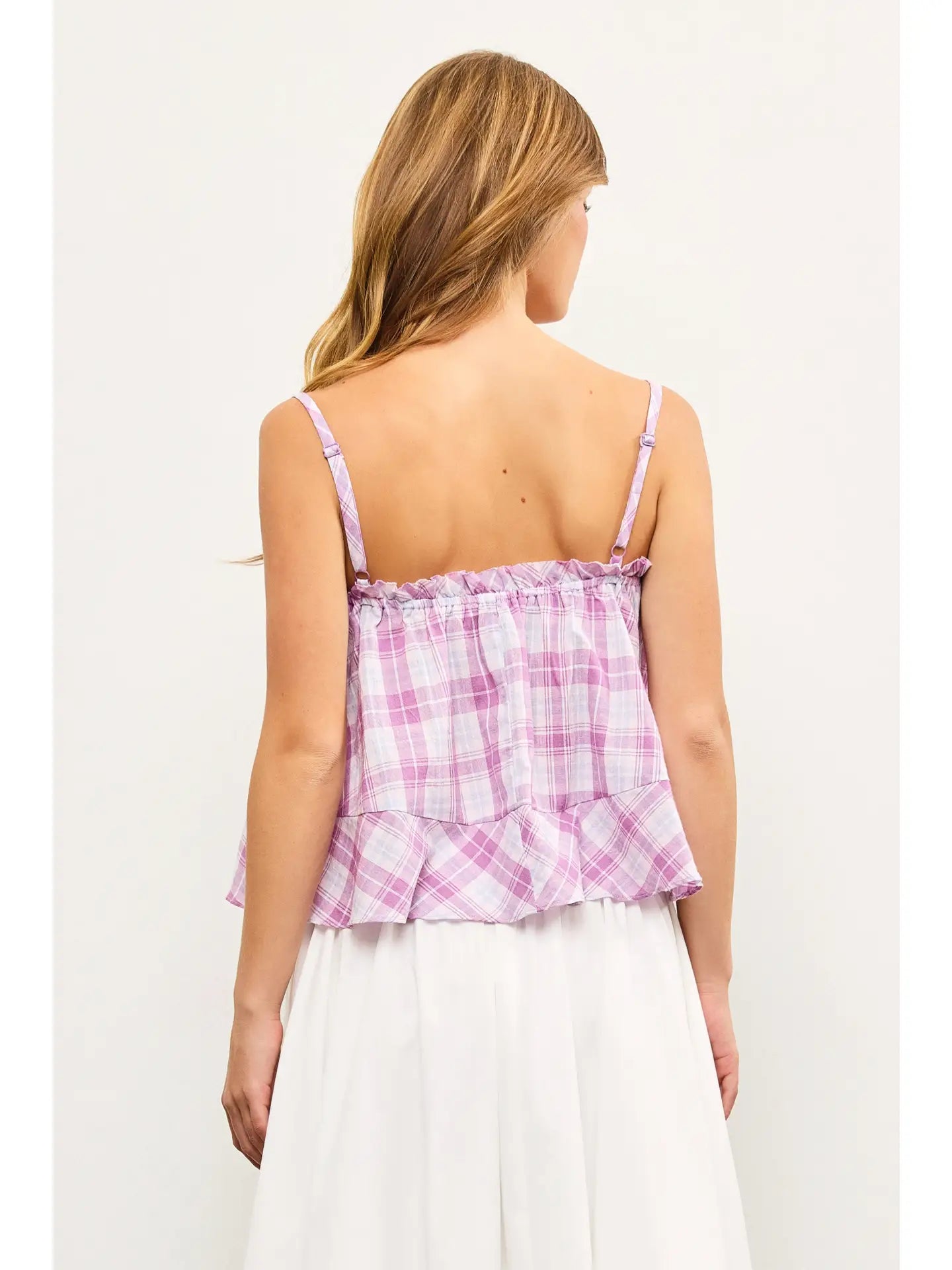 Ruffle Edge Tie Front Cami Top
