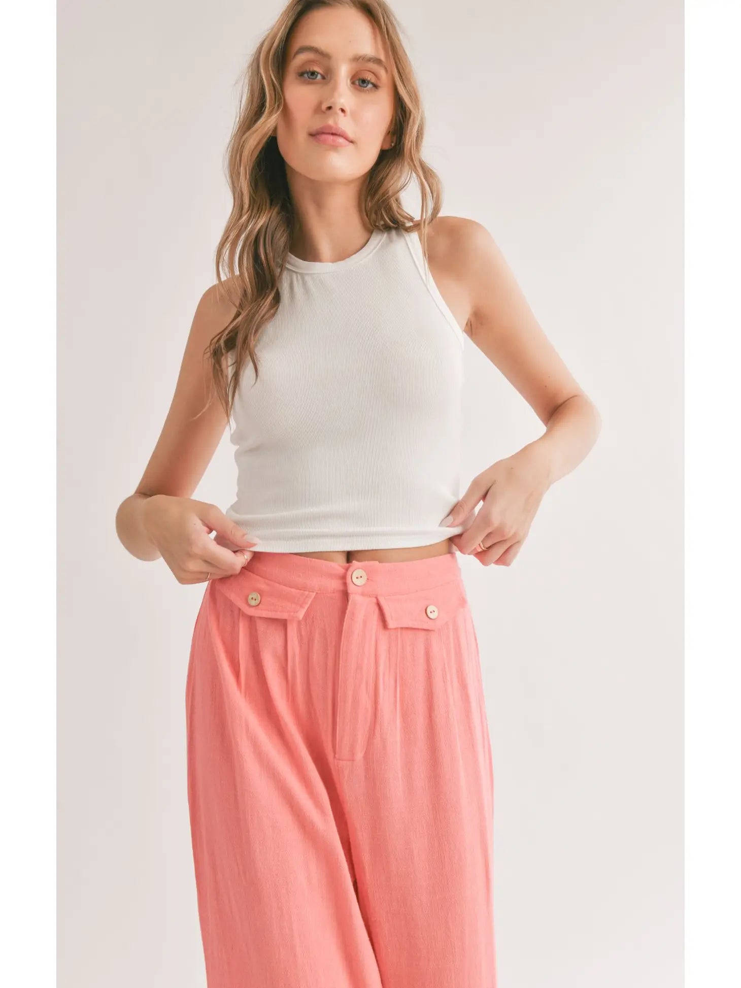 Sadie & Sage Marshmallow Racerback Crop Tank