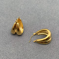 Glossy U-Shaped Hollow 18K Gold Plated Ss Hoop Earrings