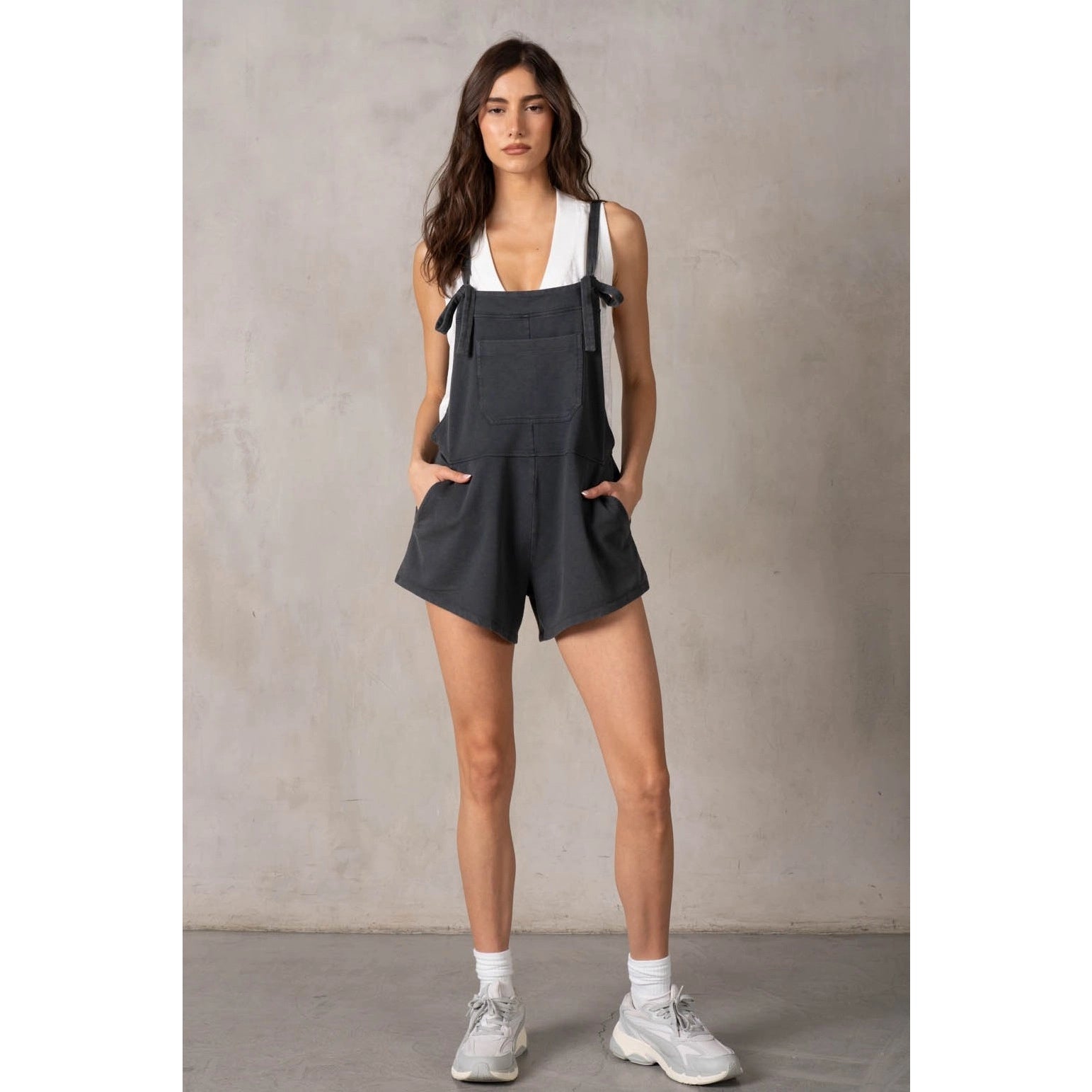 Cotton Modal Terry Tie Adjustable Romper