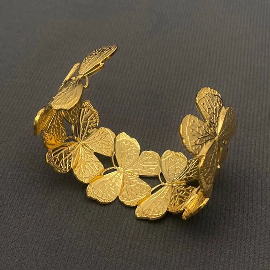 18K Gold Plated Stainless Steel Butterfly Cuff Bracelet