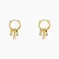 Rondelle Pearl Cz Charm Hoop Earrings