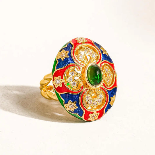 Darla 18K Gold Vintage Statement Oval Ring