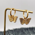 Inlaid Cz Butterfly charm18K Gold Plated Huggie Earring