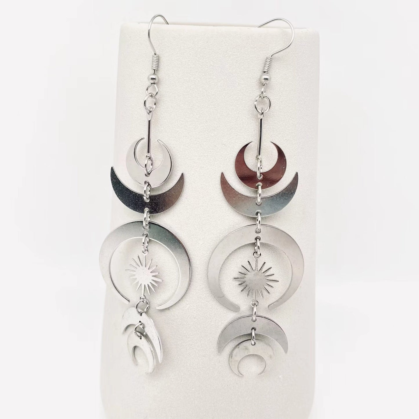 Silver Multiple Moon Star Earring