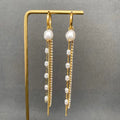 Zircon & Pearl Fringe 18K Gold Plated Ss Huggie Earrings