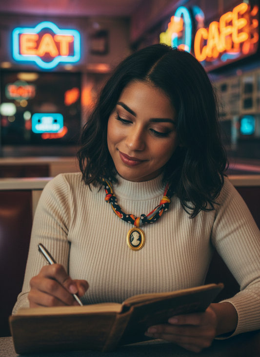 OOAK Cameo Dot Scarf Necklace