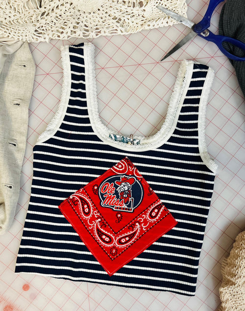 OOAK Vintage Bandana Stripe Rebel Tank