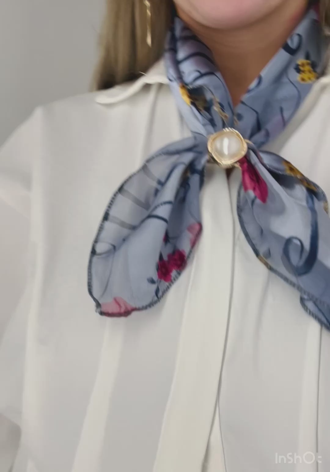 OOAK Vintage Satin Scarf & Scarf Charm