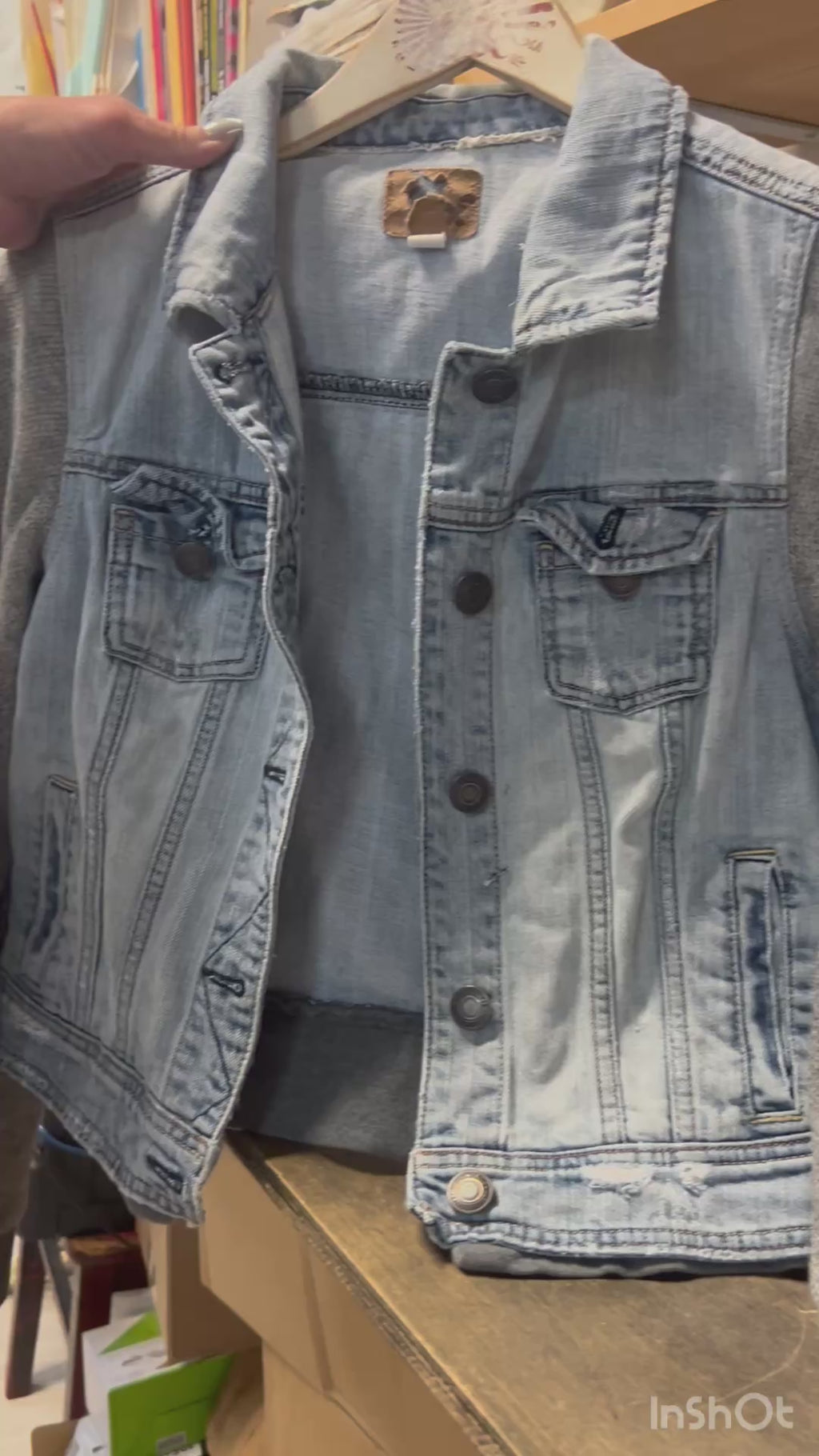 OOAK Vintage Denim Sweatshirt Sleeve Jacket