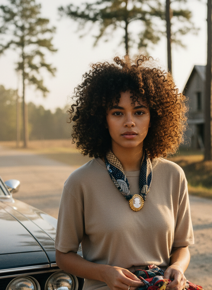 OOAK Vintage Echo Scarf and Clip Pendant