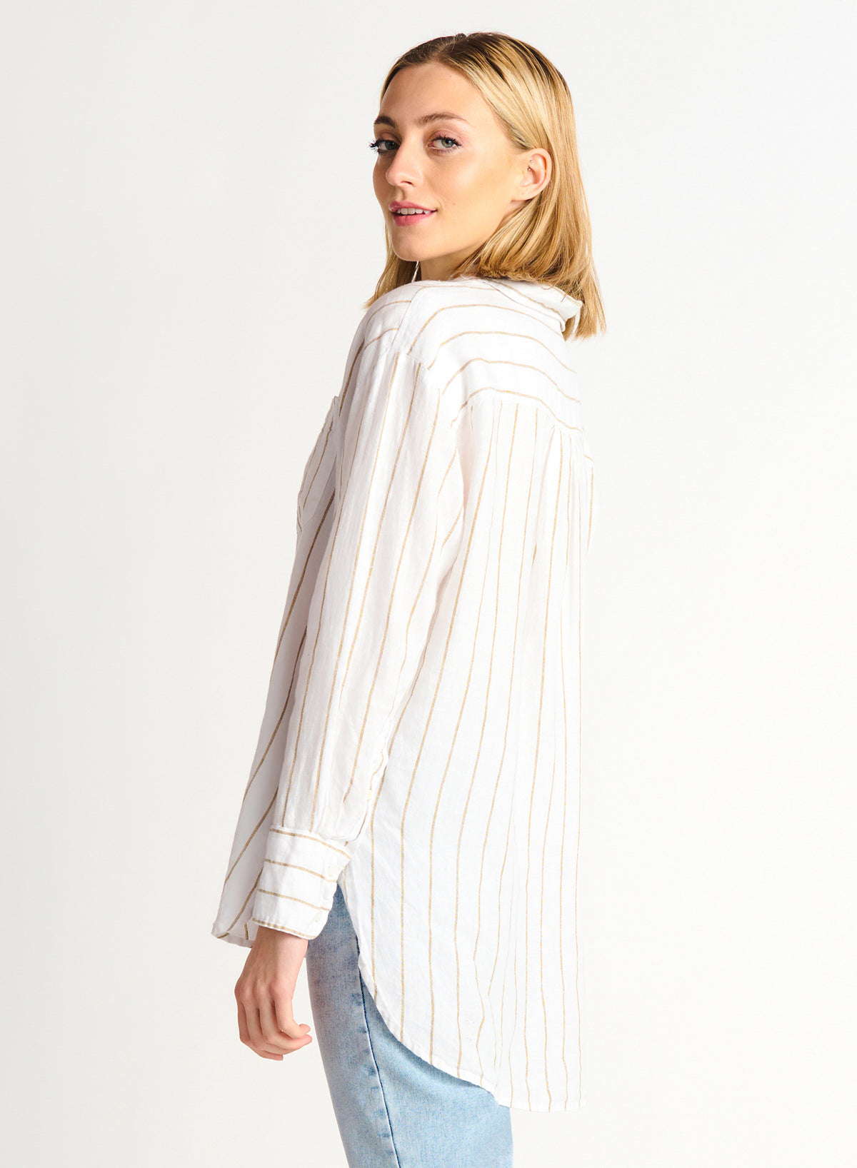 Renae Button Dex Renae Button Front Oversized Linen Shirt – Libby Story