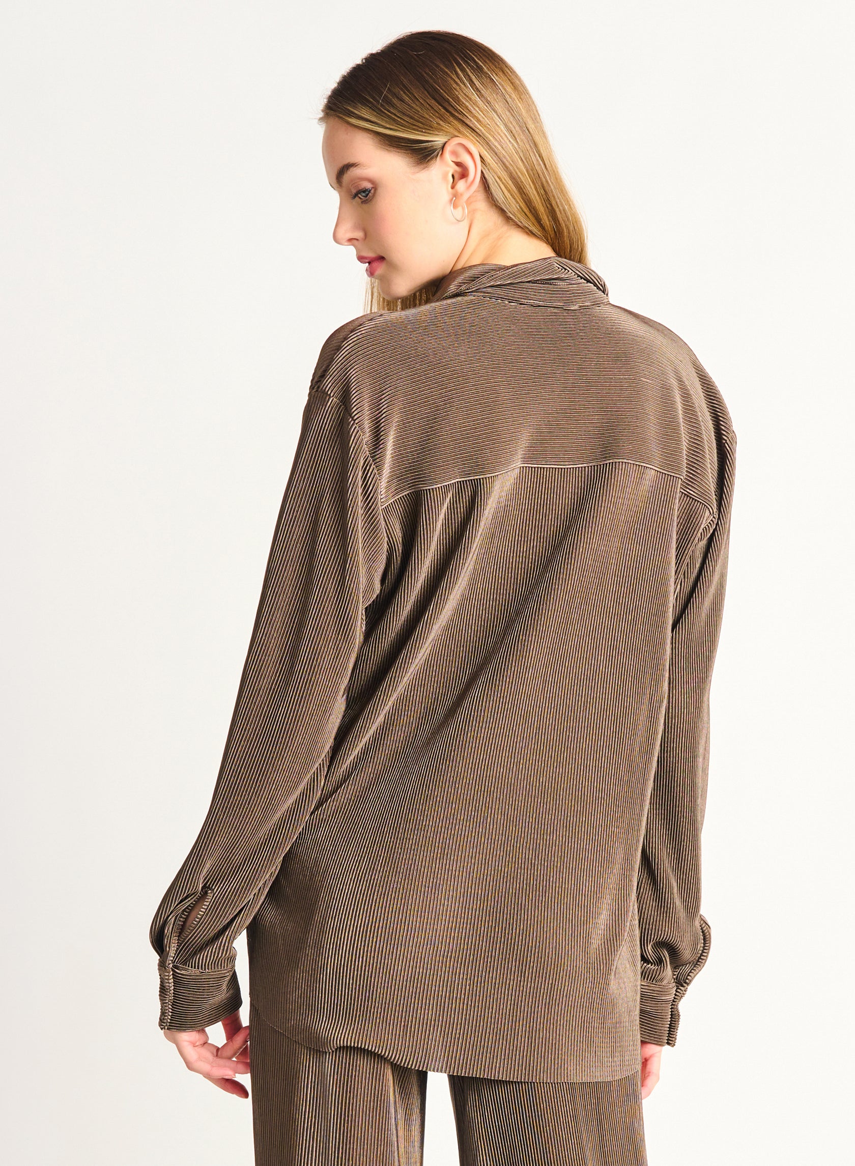 Dex Peanut Pleated Button Front Shirt