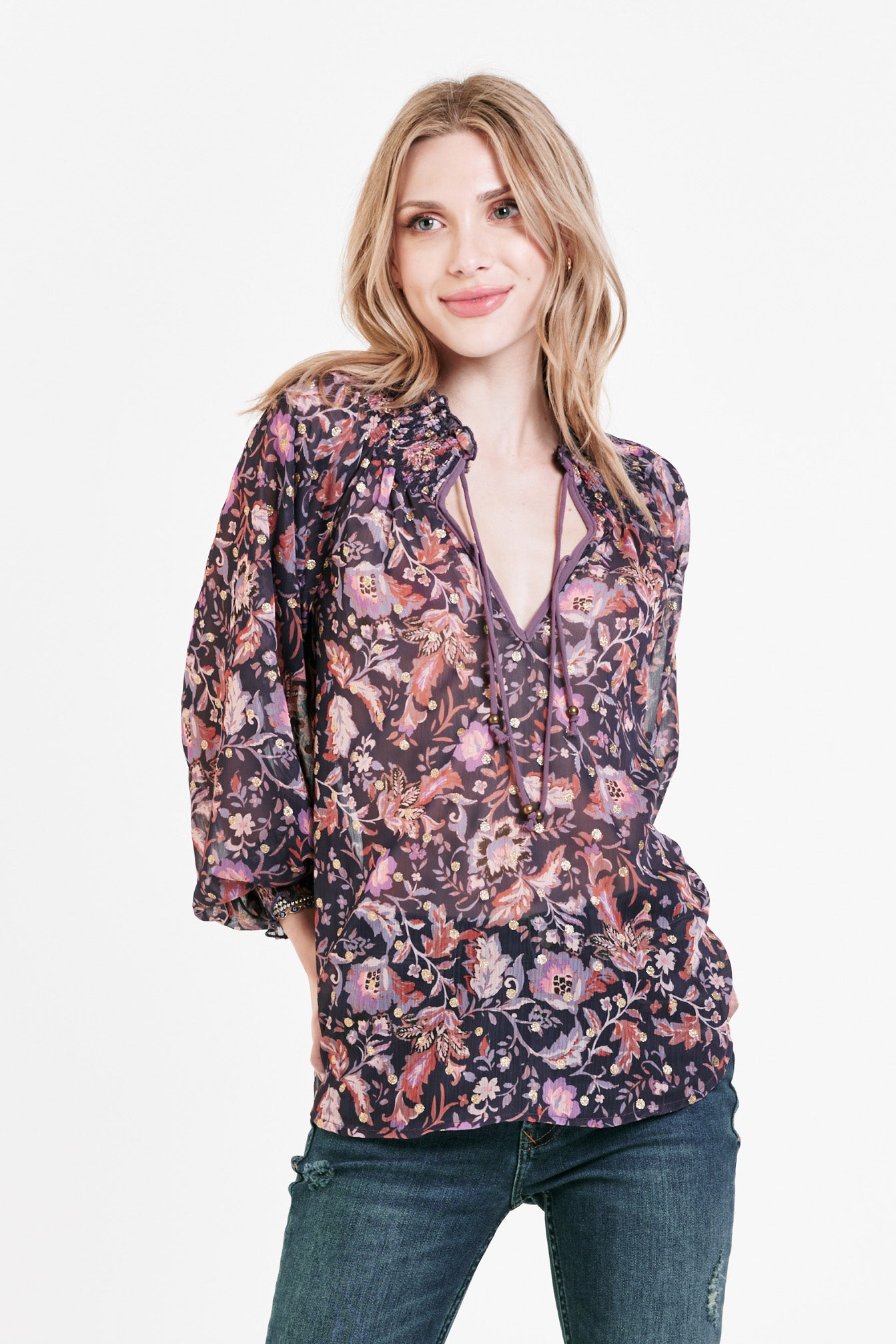 Dear John Mona Front Tie Blouse