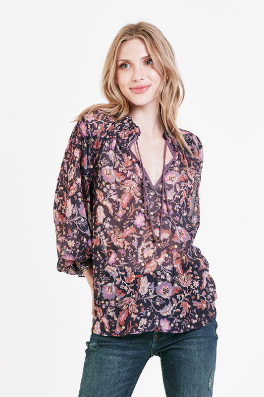 Dear John Mona Front Tie Blouse