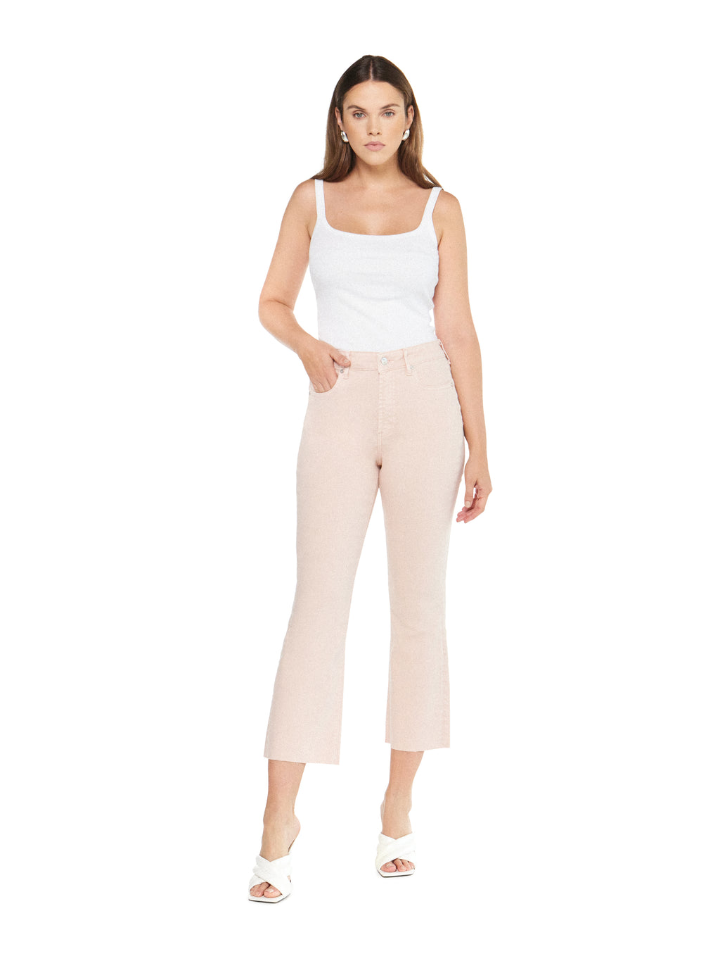 Articles of Society Linden Rose Quartz High Rise Cropped Flare