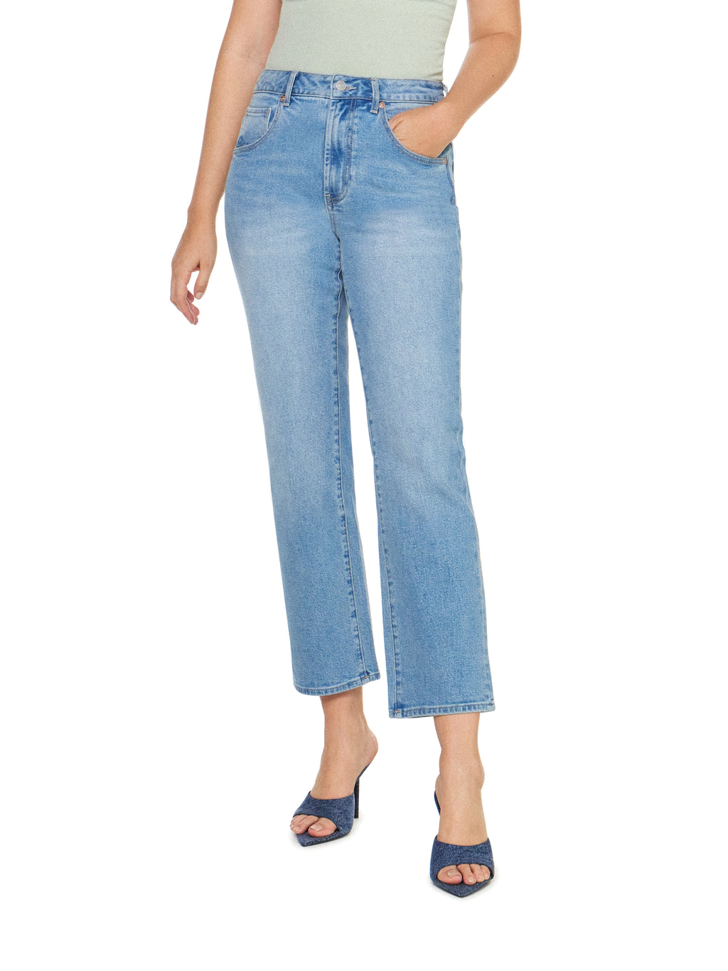 Articles of Society Village Cropped Aura Blue Mid Rise Straight