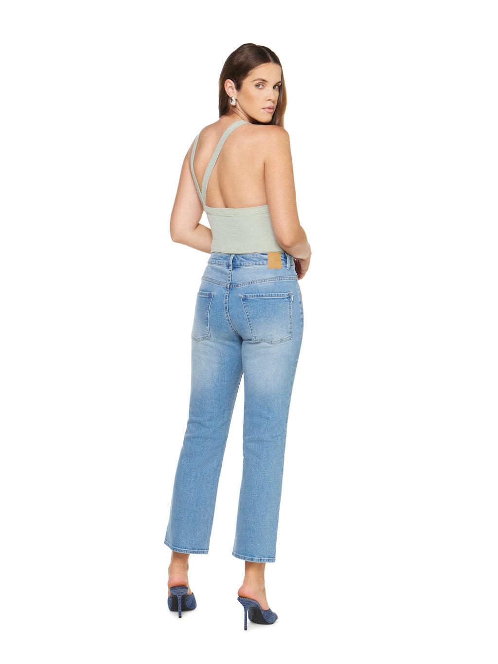 Articles of Society Village Cropped Aura Blue Mid Rise Straight