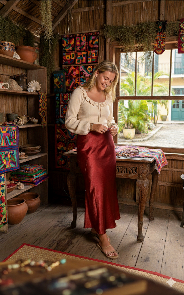 Needii Satin Bias Maxi Skirt