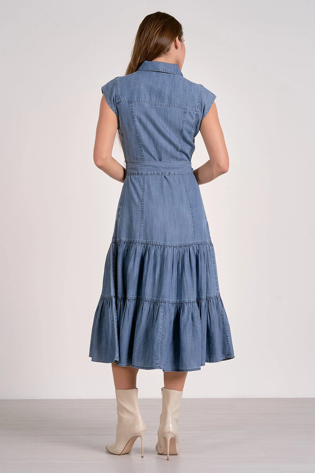 ELAN CAP SLEEVE MIDI DRESS