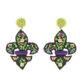 Mardi Gras Fleur-De-Lis Beaded Earring