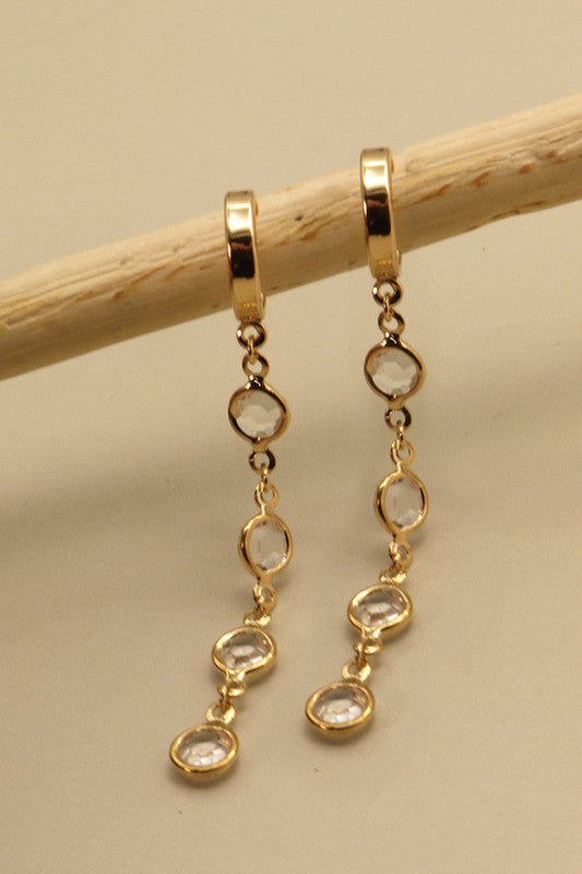 Linear Clear Stone Drop Earring