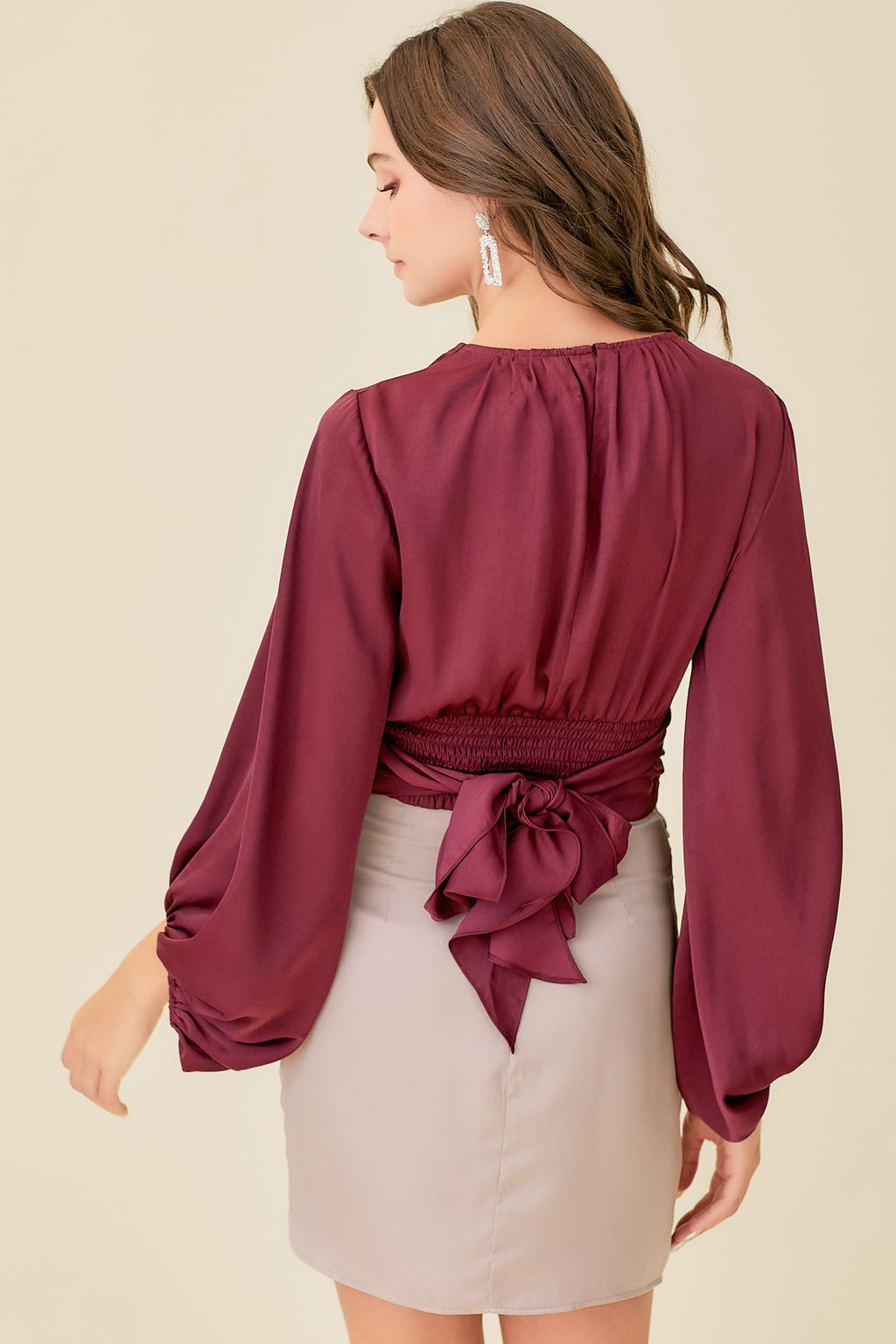 Leona Shirred Neck Waist Band Top