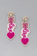 Heart Arrow With Love Seed Bead Earring