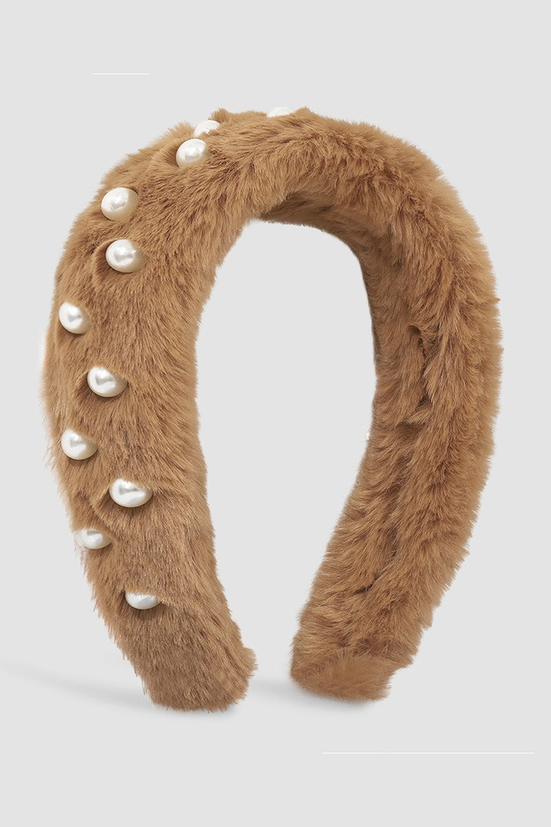 Faux Pearl Soft Plush Headband