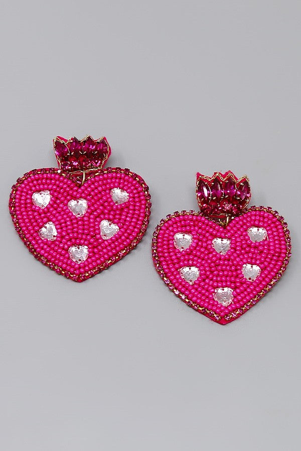 Valentine's Heart Seed Bead Earring