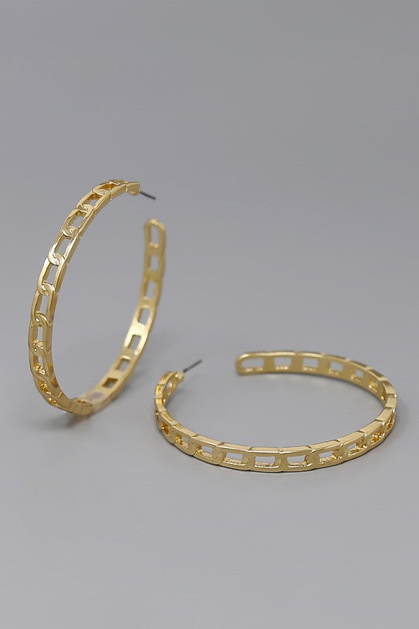 Linked Chain Metal Hoop Earring