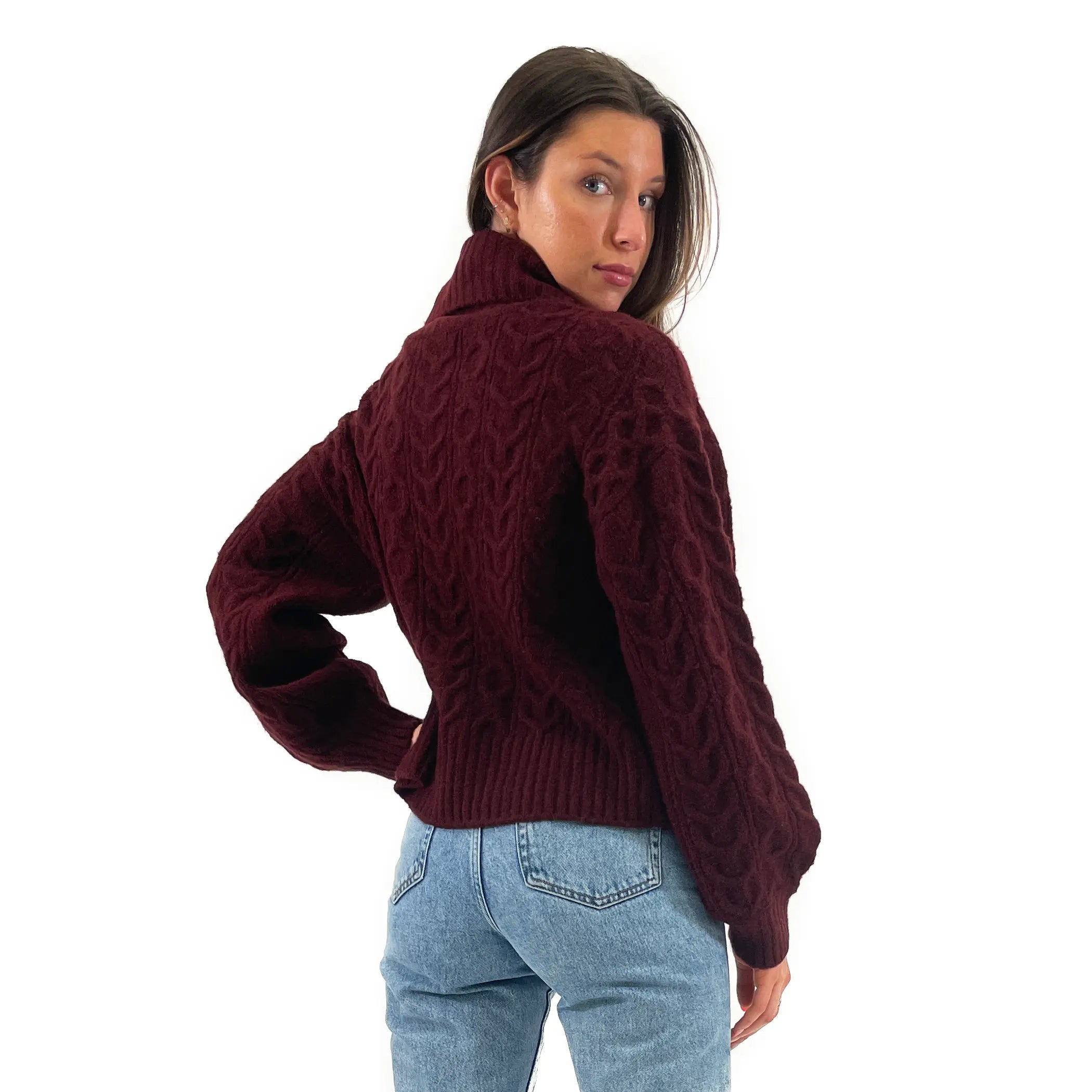 RDI Clara Mossy Cable T-Neck Sweater