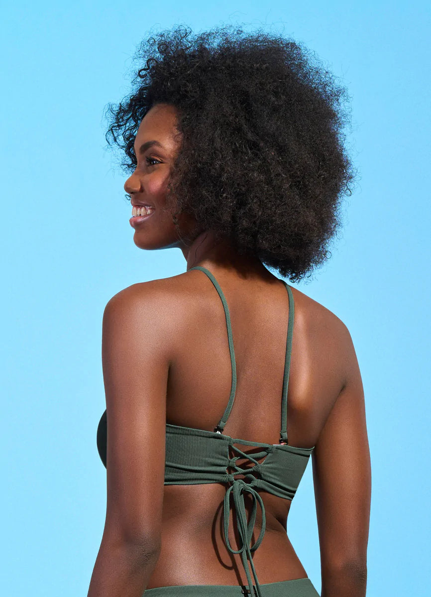 Maaji Crocodile Green Ursule V Wire Bandeau Bikini Top