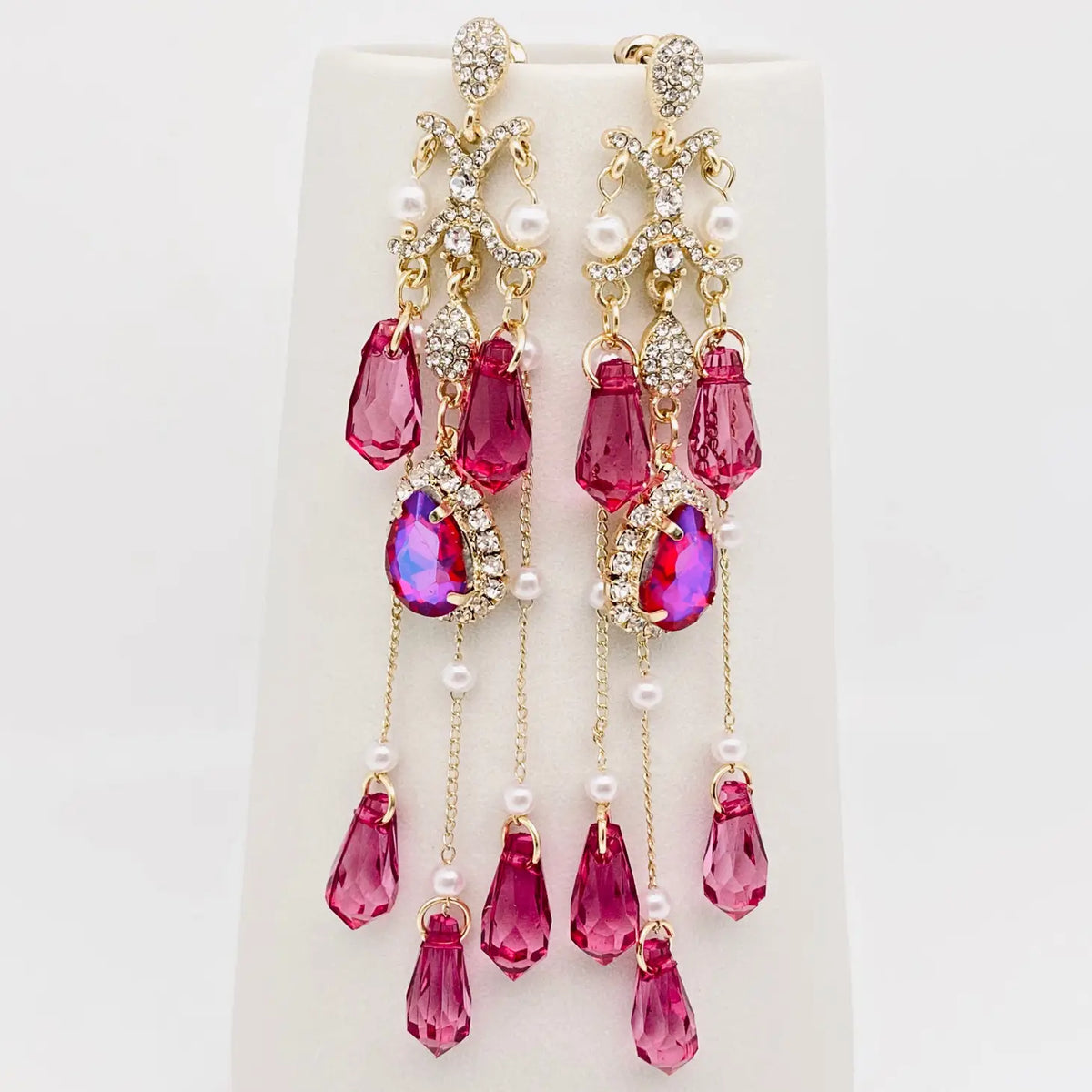 Long Pendant Tassel Rhinestone Earring