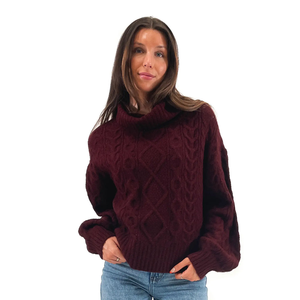 RDI Clara Mossy Cable T-Neck Sweater
