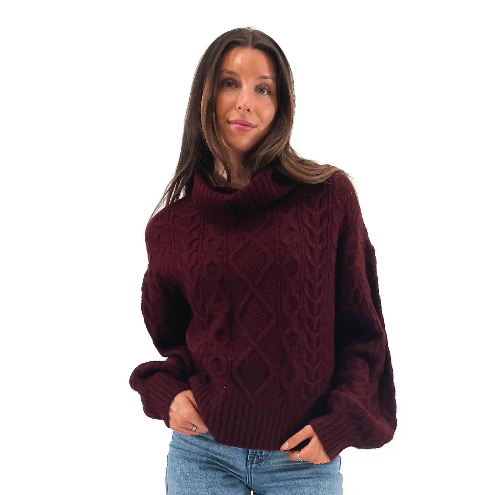 RDI Clara Mossy Cable T-Neck Sweater