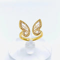 Rhinestone Butterfly Open Adjustable Ring